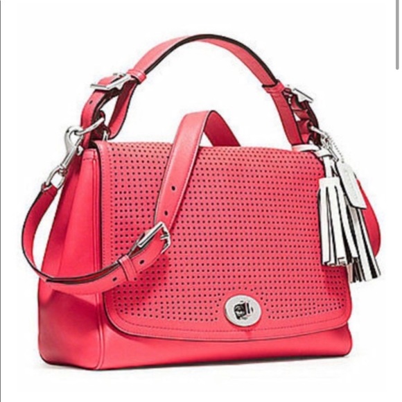Coach Legacy Romy Perforated Leather Watermelon Satchel 22386 - Picture 2 of 8